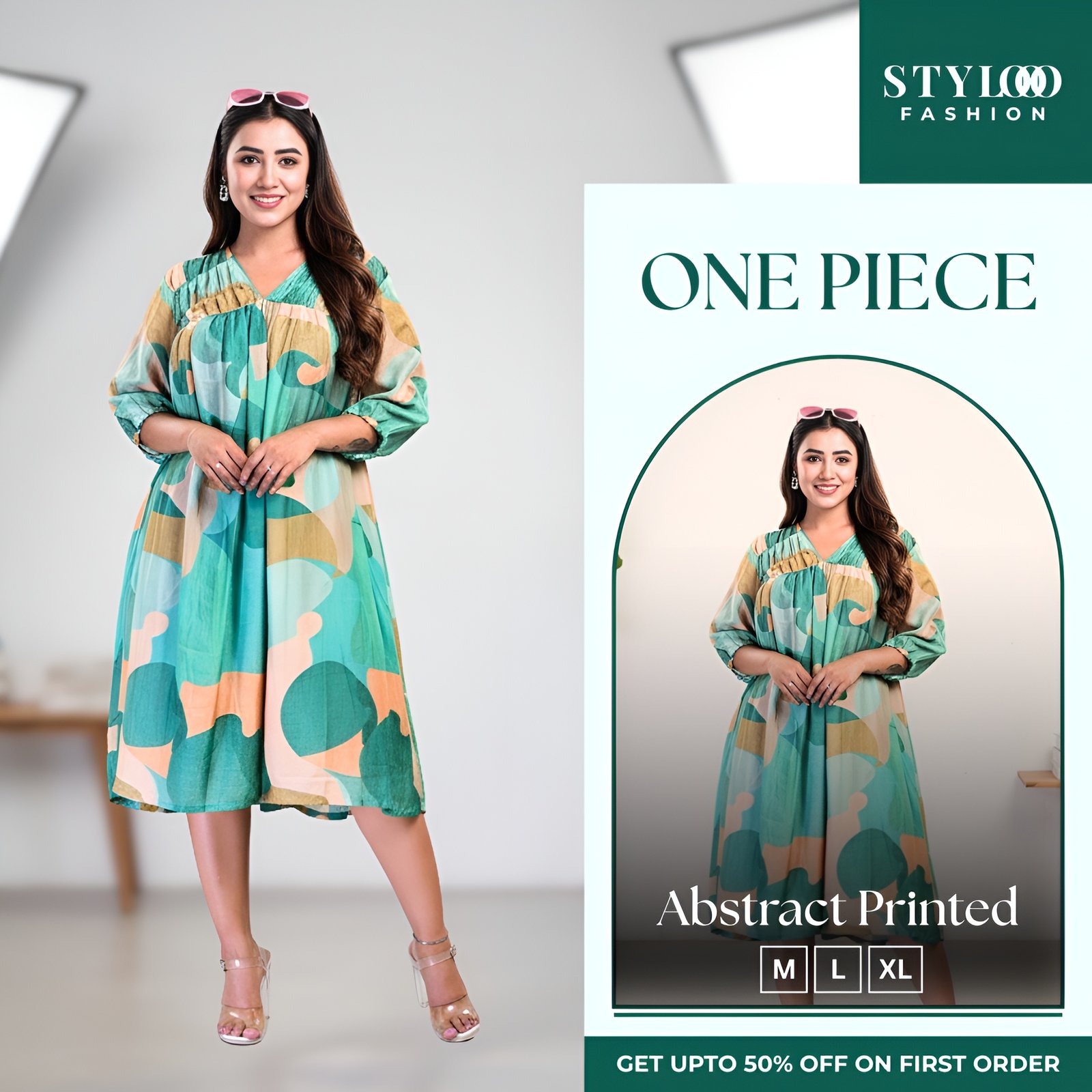  Women All Over Print Long Sleeve A-Line One Piece (SGWN-W-002)